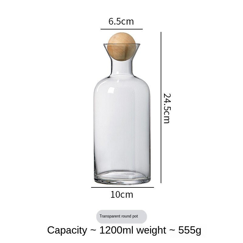 Glass Carafe Water Pitcher with Wood Lid for Cold Drinks - Casatrail.com