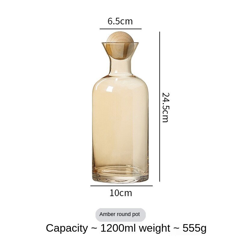 Glass Carafe Water Pitcher with Wood Lid for Cold Drinks - Casatrail.com