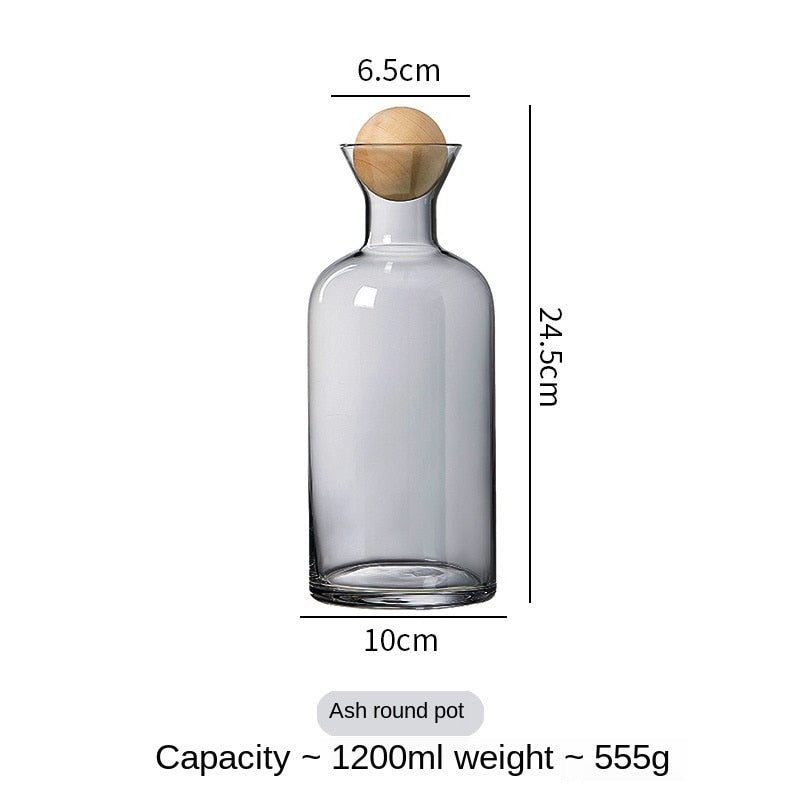 Glass Carafe Water Pitcher with Wood Lid for Cold Drinks - Casatrail.com