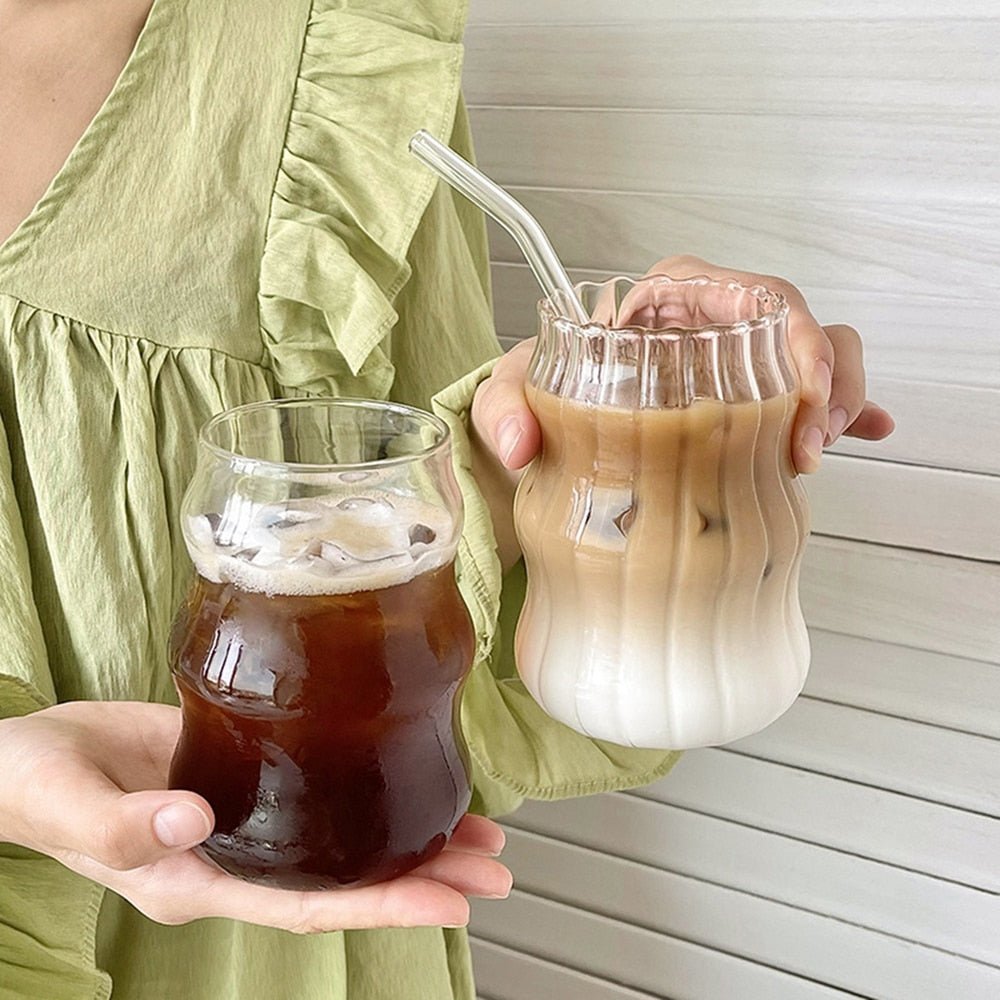 Glass Cold Coffee Cup - Retro Design - Casatrail.com