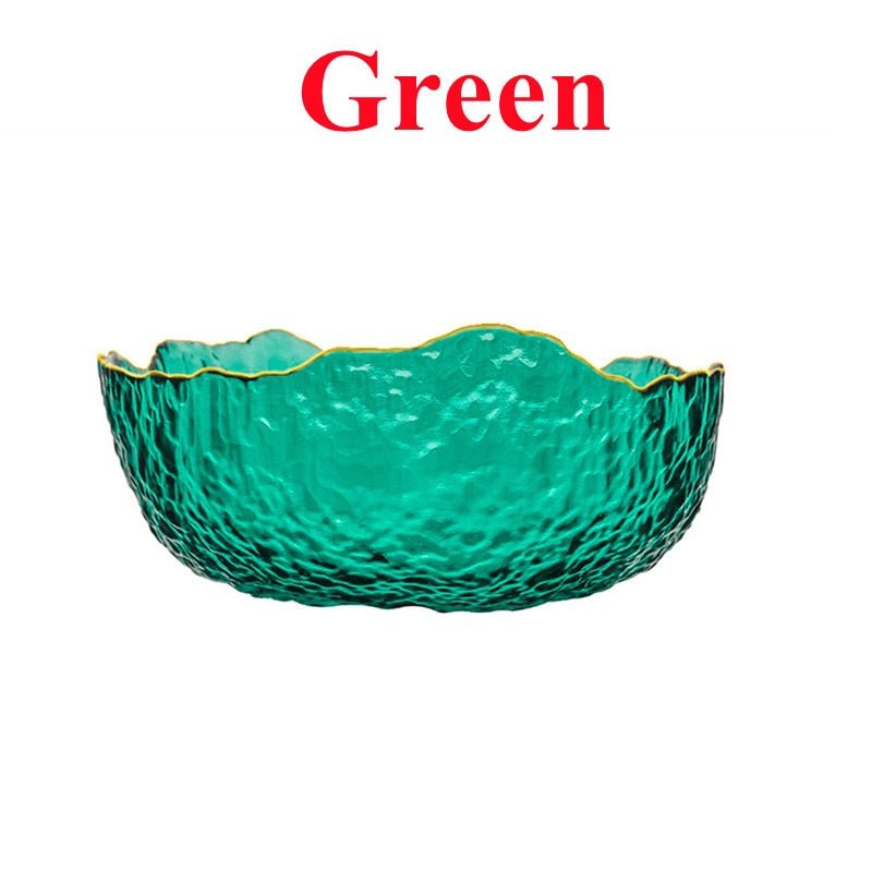 Glass Salad Fruit Bowl with Golden Frame - Casatrail.com