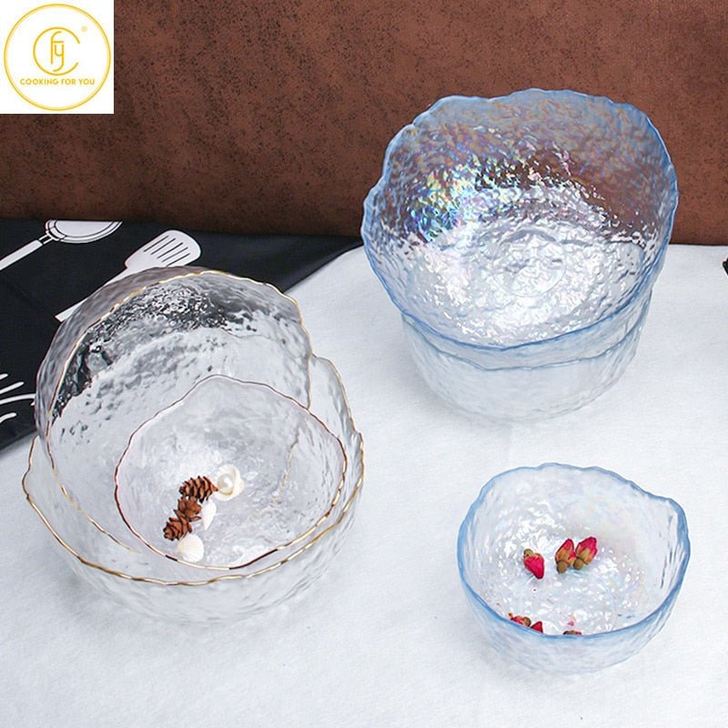 Glass Salad Fruit Bowl with Golden Frame - Casatrail.com