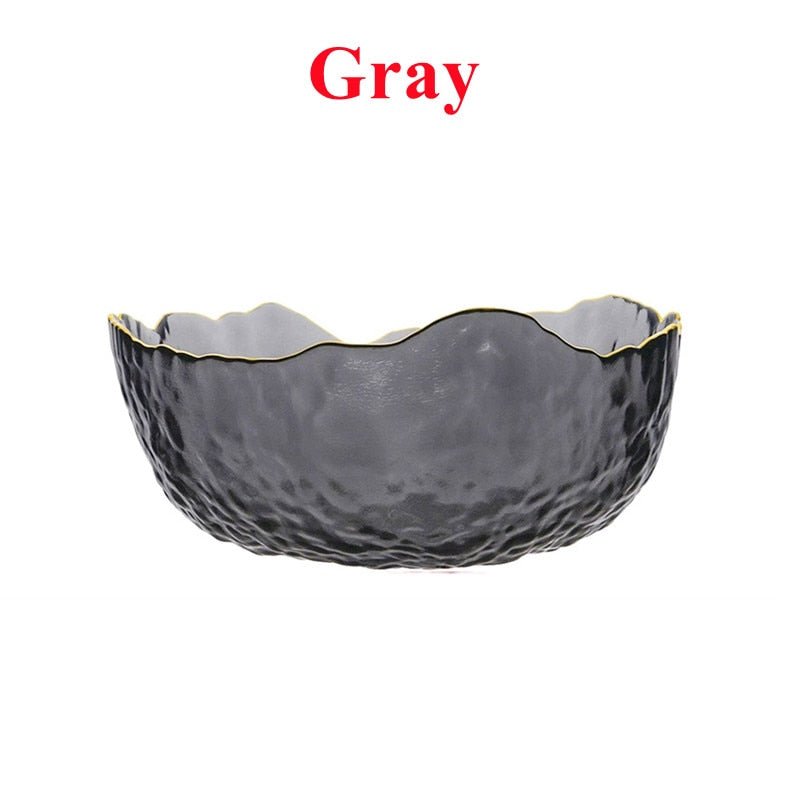 Glass Salad Fruit Bowl with Golden Frame - Casatrail.com