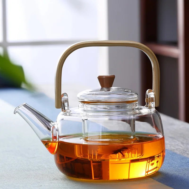 Glass Teapot with Bamboo Handle - Casatrail.com