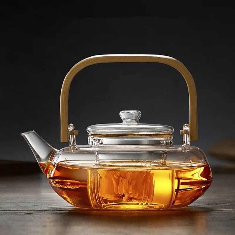 Glass Teapot with Bamboo Handle - Casatrail.com