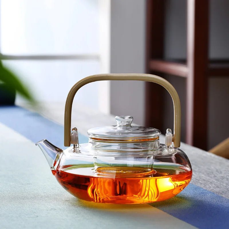 Glass Teapot with Bamboo Handle - Casatrail.com