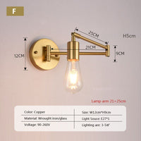 Thumbnail for Glass Wall Lamp Iron Swing Arm Telescope Long Pole - Casatrail.com