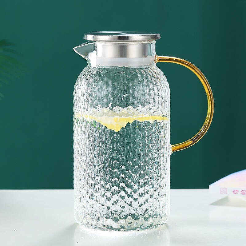 Glass Water Pitcher with Filter Lid - Ideal for Hot/Cold Beverages - Casatrail.com