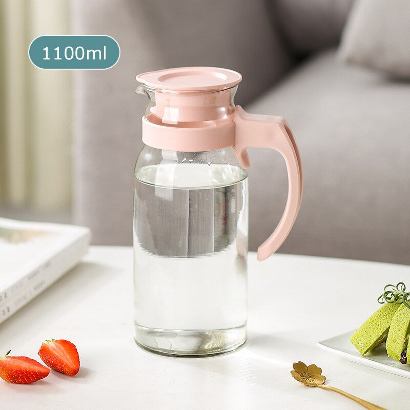 Glass Water Pitcher with Lid and Handle - Beverage Dispenser - Casatrail.com