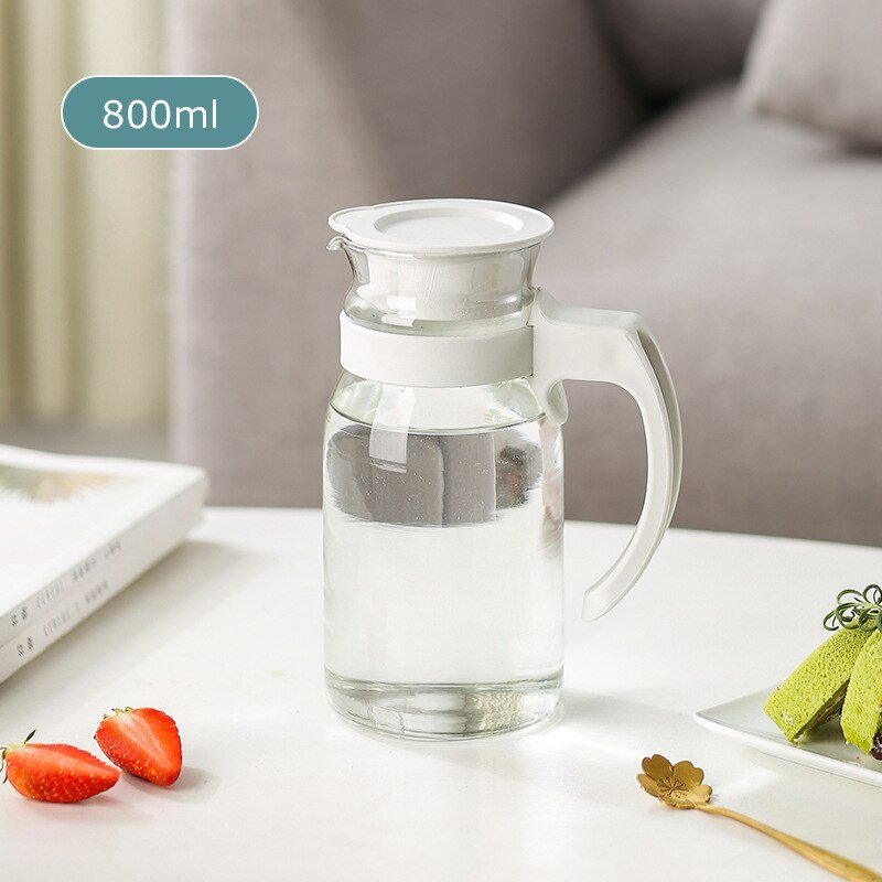 Glass Water Pitcher with Lid and Handle - Beverage Dispenser - Casatrail.com