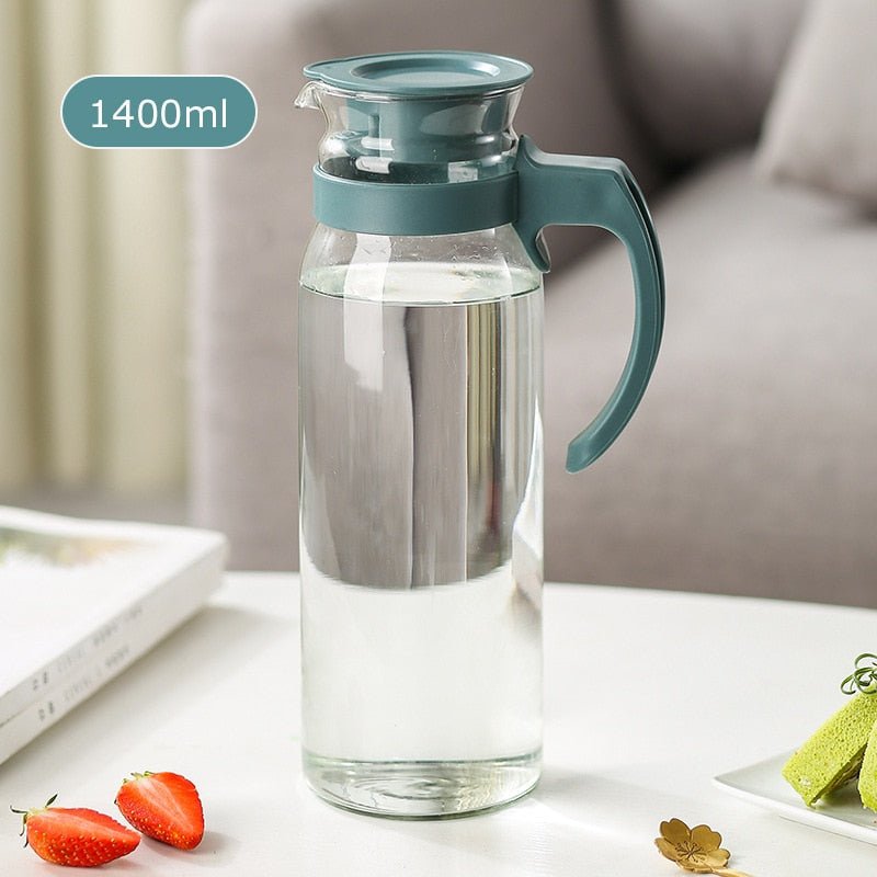 Glass Water Pitcher with Lid and Handle - Beverage Dispenser - Casatrail.com