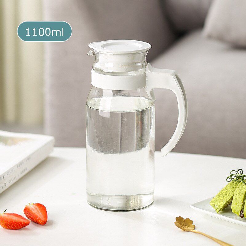 Glass Water Pitcher with Lid and Handle - Beverage Dispenser - Casatrail.com