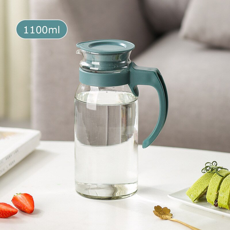 Glass Water Pitcher with Lid and Handle - Beverage Dispenser - Casatrail.com