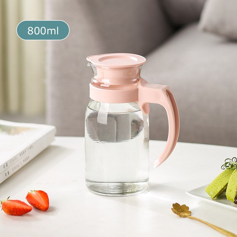 Glass Water Pitcher with Lid and Handle - Beverage Dispenser - Casatrail.com