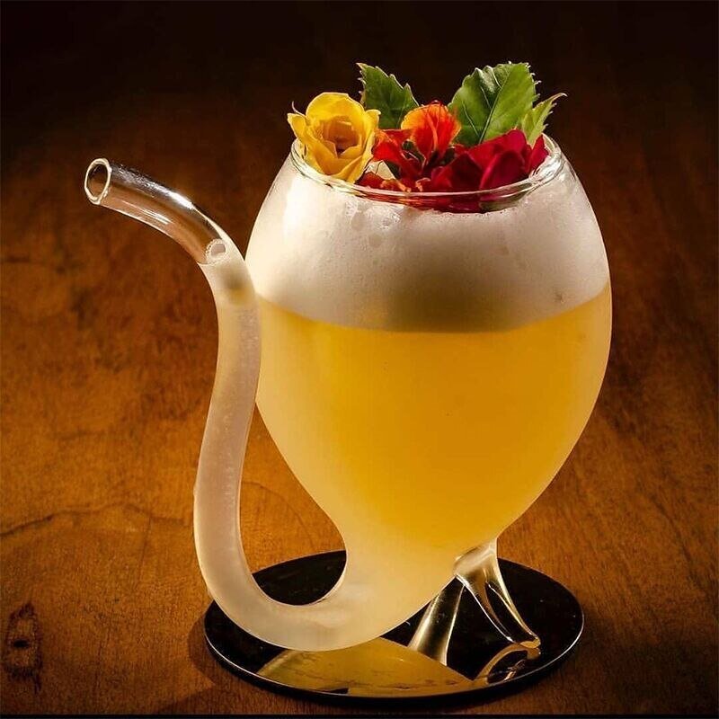 Goblet Glass Mug with Straw - Casatrail.com