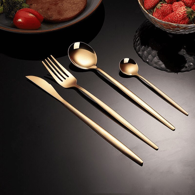 Gold Dinnerware Set - 24pcs Stainless Steel - Casatrail.com