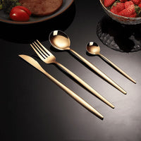 Thumbnail for Gold Dinnerware Set - 24pcs Stainless Steel - Casatrail.com