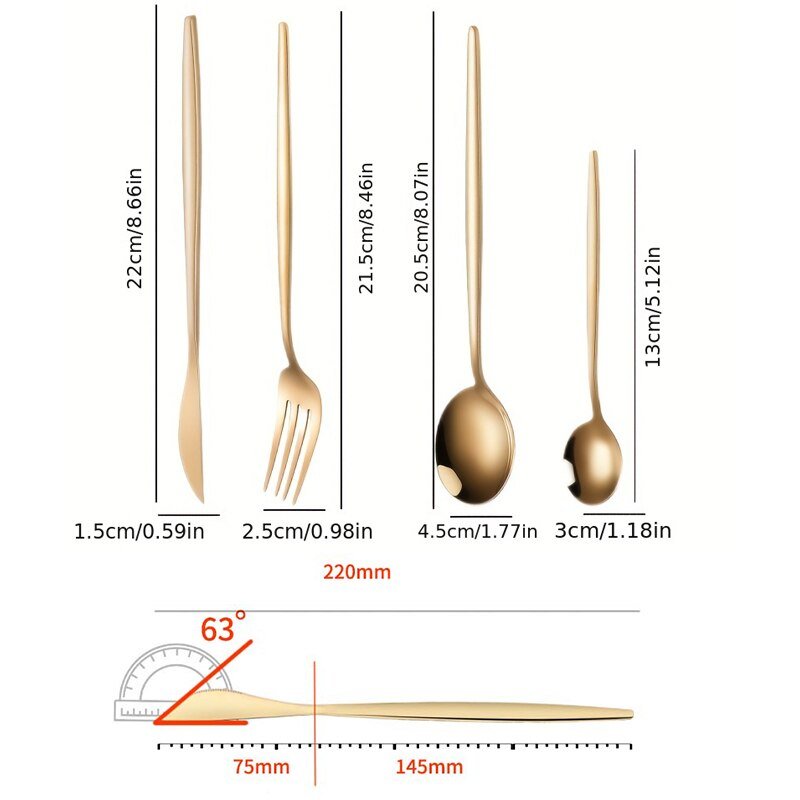 Gold Dinnerware Set - 24pcs Stainless Steel - Casatrail.com