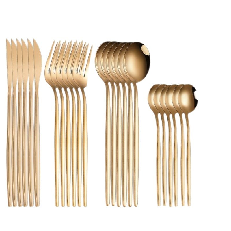 Gold Dinnerware Set - 24pcs Stainless Steel - Casatrail.com