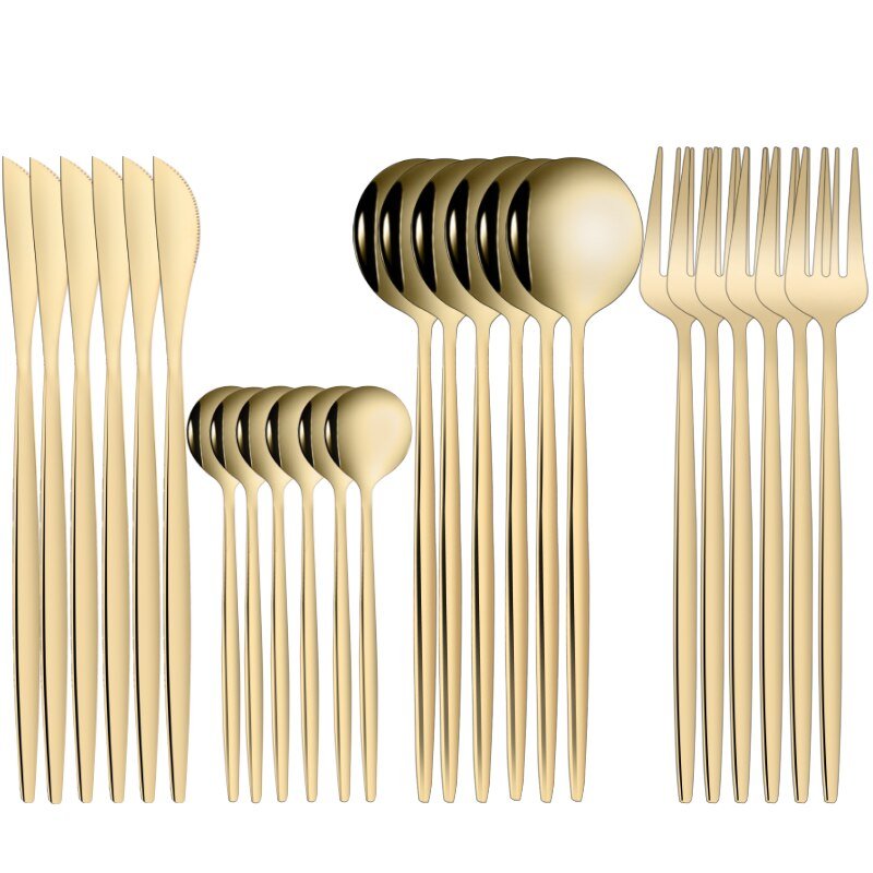 Gold Dinnerware Set - 24pcs Stainless Steel - Casatrail.com