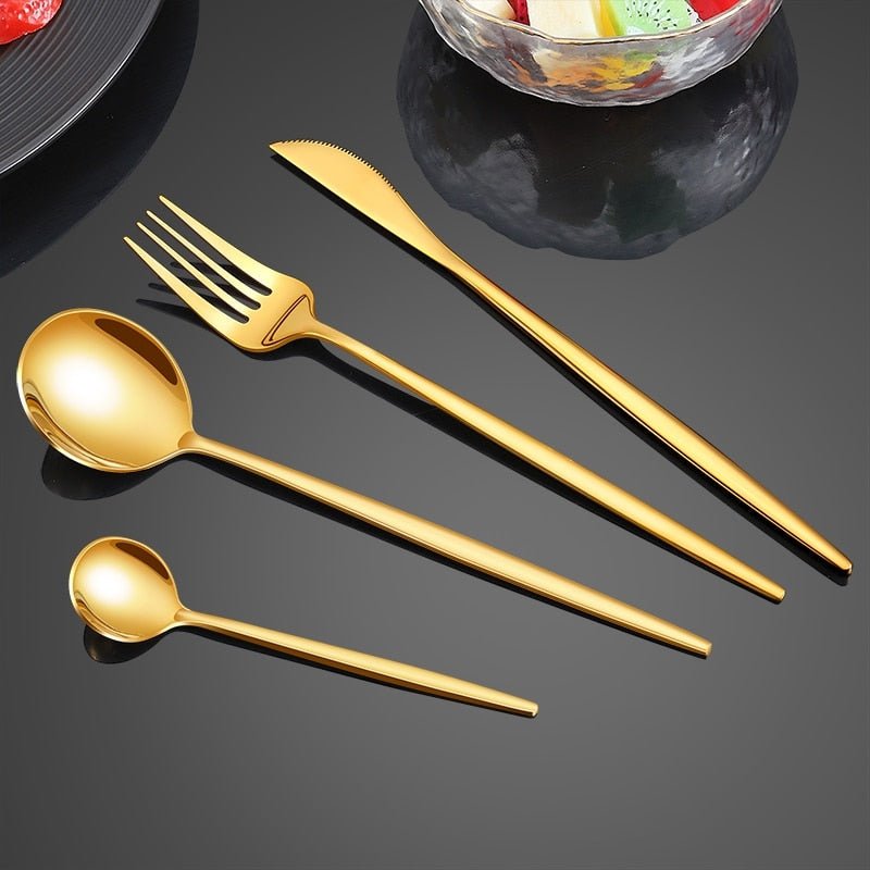 Gold Dinnerware Set - 24pcs Stainless Steel - Casatrail.com