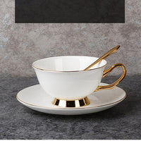 Thumbnail for Gold - Painted Bone China Coffee Cup and Saucer Set - Casatrail.com