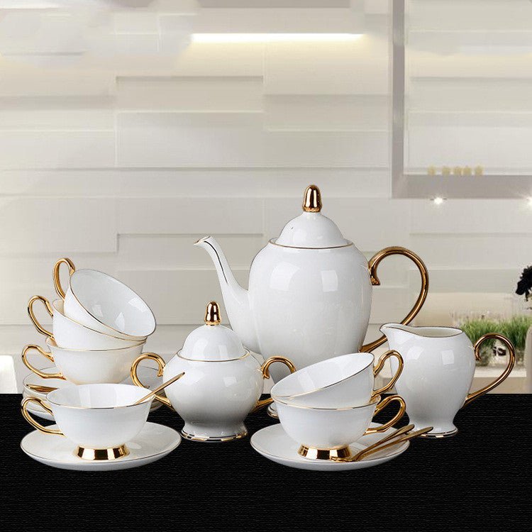 Gold - Painted Bone China Coffee Cup and Saucer Set - Casatrail.com