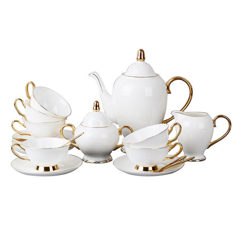 Gold - Painted Bone China Coffee Cup and Saucer Set - Casatrail.com