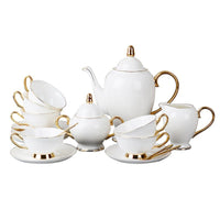 Thumbnail for Gold - Painted Bone China Coffee Cup and Saucer Set - Casatrail.com