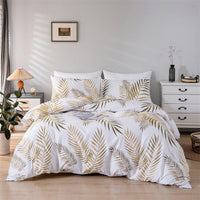 Thumbnail for Gold Print Queen Duvet Cover Set with Quilt Cover and 2 Pillowcases - Casatrail.com