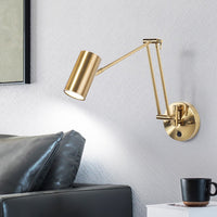 Thumbnail for Golden Wall Lamp with Telescopic Swing Arm - Casatrail.com