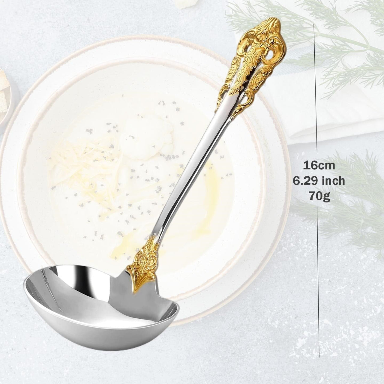 Gravy Ladle Set - 18/10 Gold Accent Stainless Steel - Casatrail.com