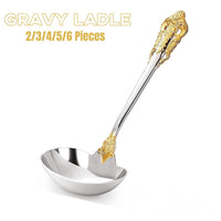 Thumbnail for Gravy Ladle Set - 18/10 Gold Accent Stainless Steel - Casatrail.com