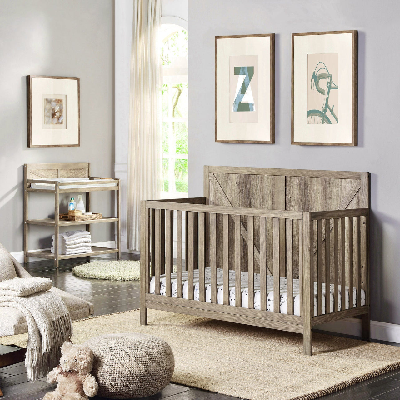 Gray Convertible Barnside Wooden Crib - Casatrail.com