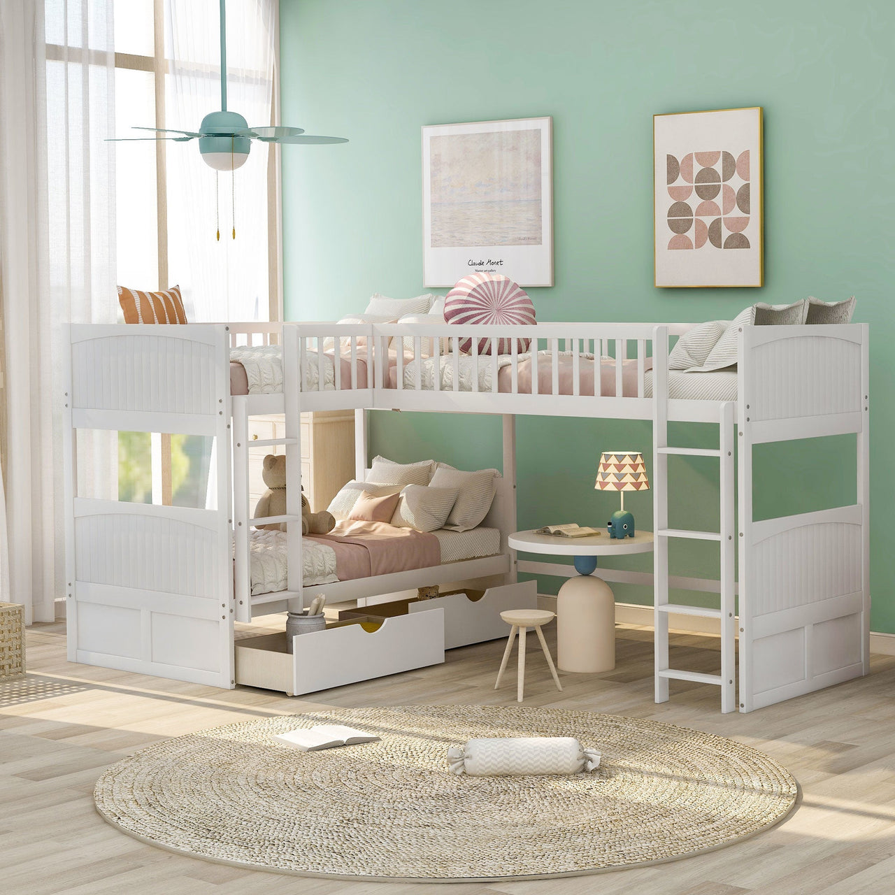 Gray Twin Bunk Bed with Drawers - Casatrail.com