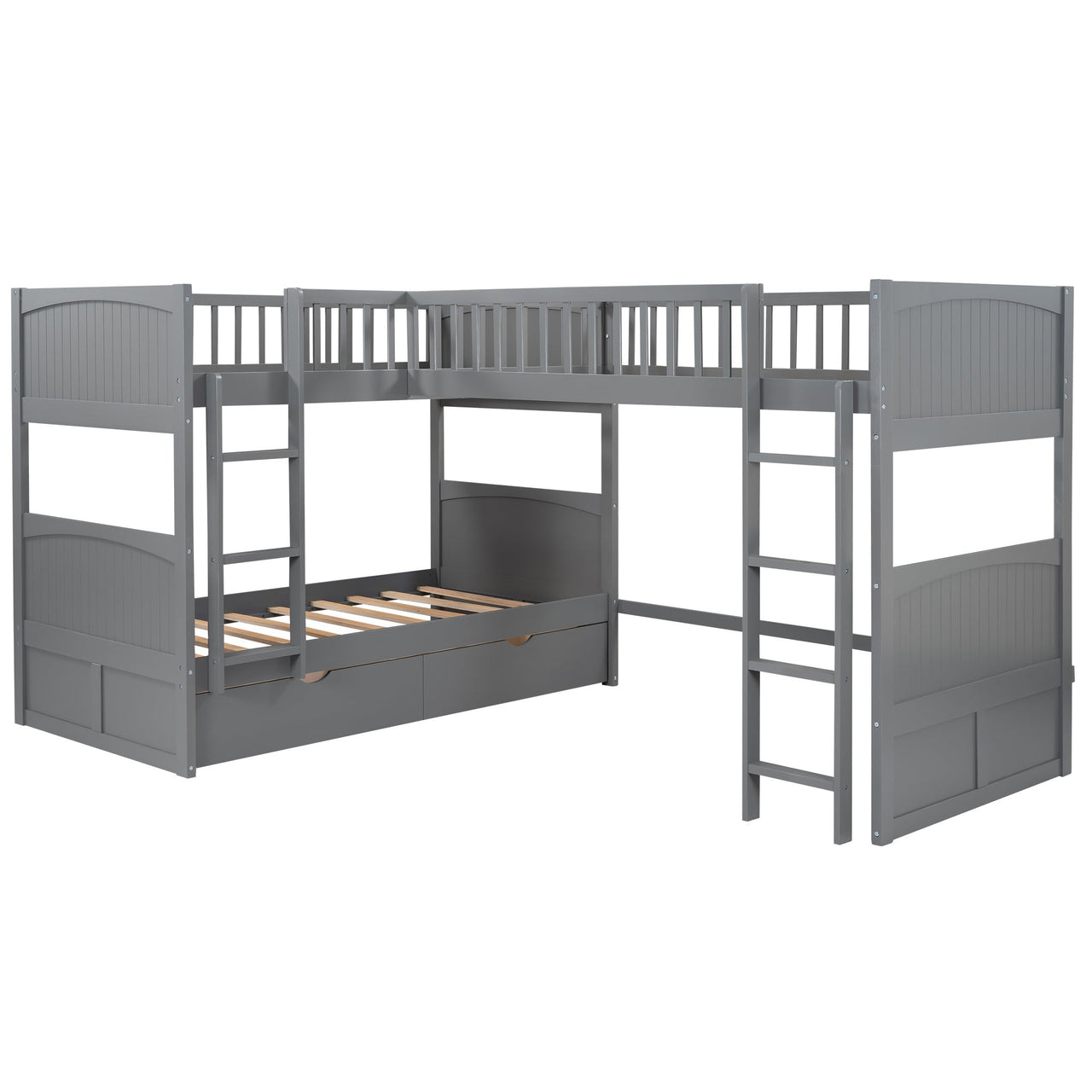 Gray Twin Bunk Bed with Drawers - Casatrail.com