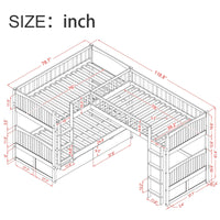 Thumbnail for Gray Twin Bunk Bed with Drawers - Casatrail.com