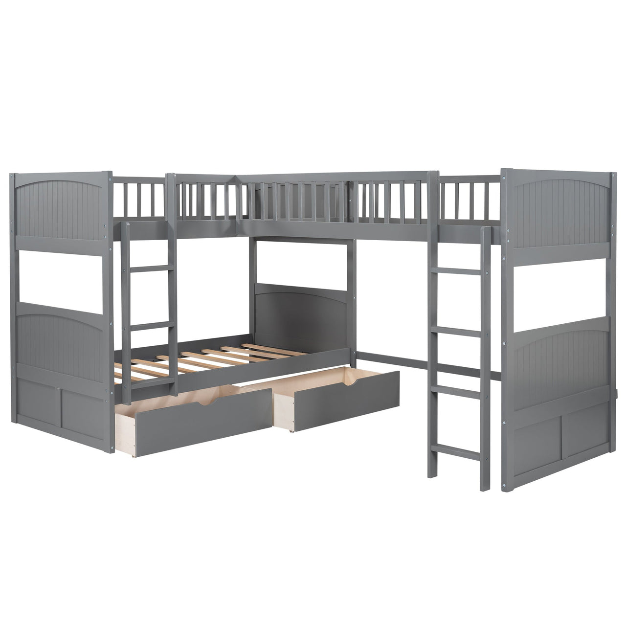 Gray Twin Bunk Bed with Drawers - Casatrail.com