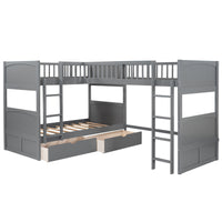 Thumbnail for Gray Twin Bunk Bed with Drawers - Casatrail.com