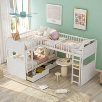 Thumbnail for Gray Twin Bunk Bed with Drawers - Casatrail.com