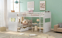 Thumbnail for Gray Twin Bunk Bed with Drawers - Casatrail.com