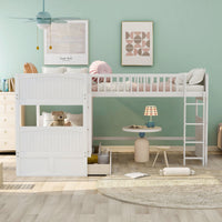 Thumbnail for Gray Twin Bunk Bed with Drawers - Casatrail.com