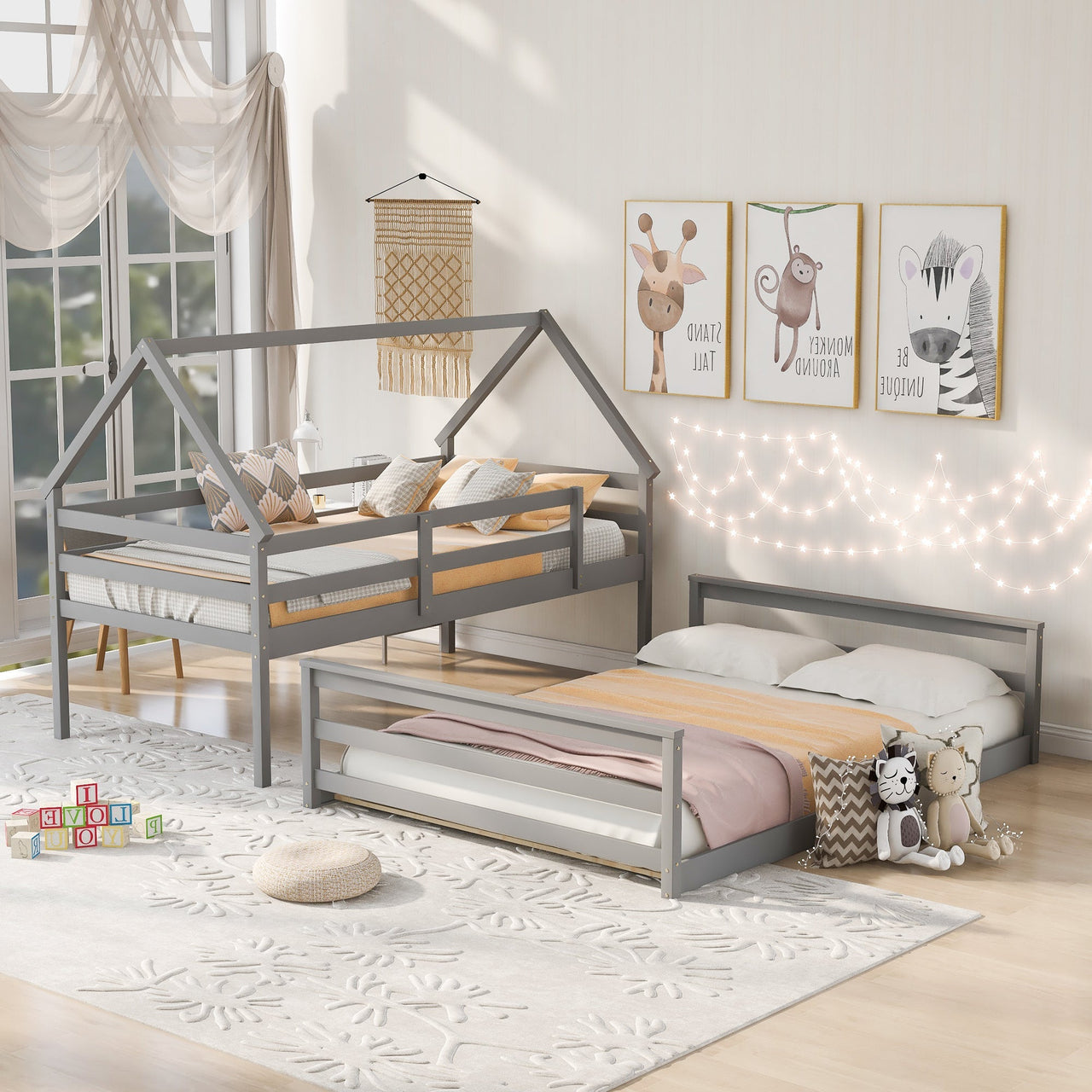 Gray Twin Bunk Bed with Ladder - Casatrail.com