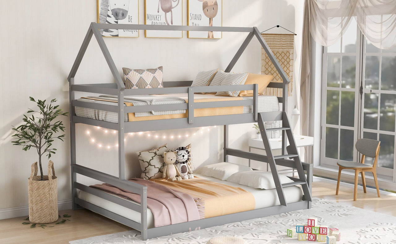 Gray Twin Bunk Bed with Ladder - Casatrail.com