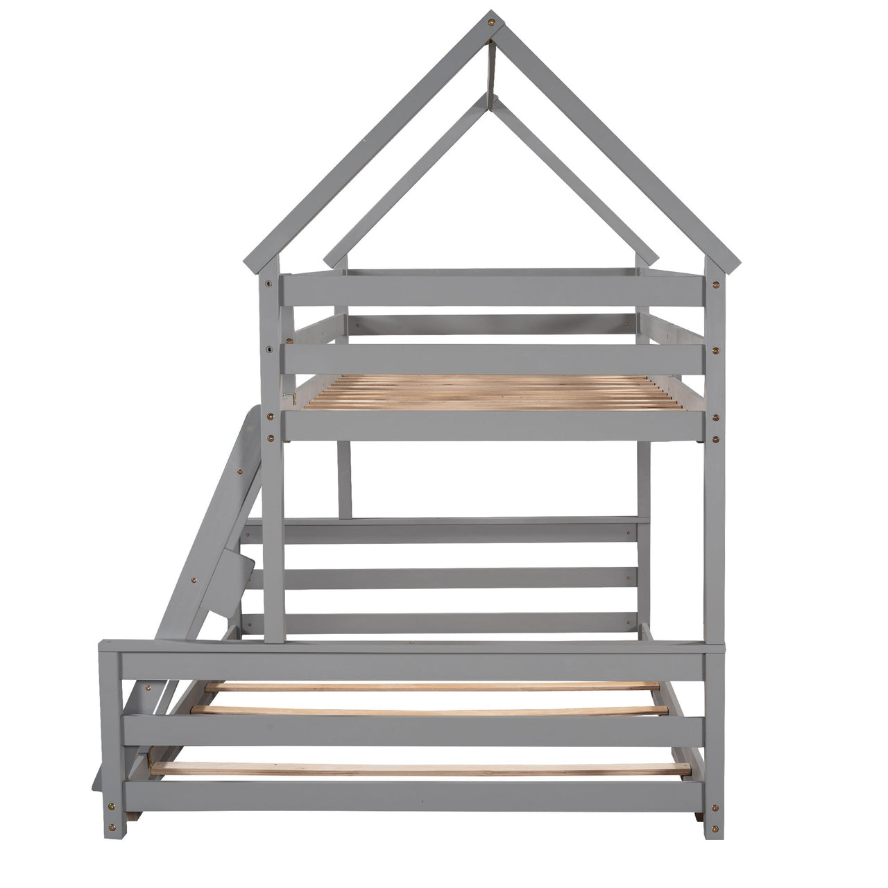 Gray Twin Bunk Bed with Ladder - Casatrail.com