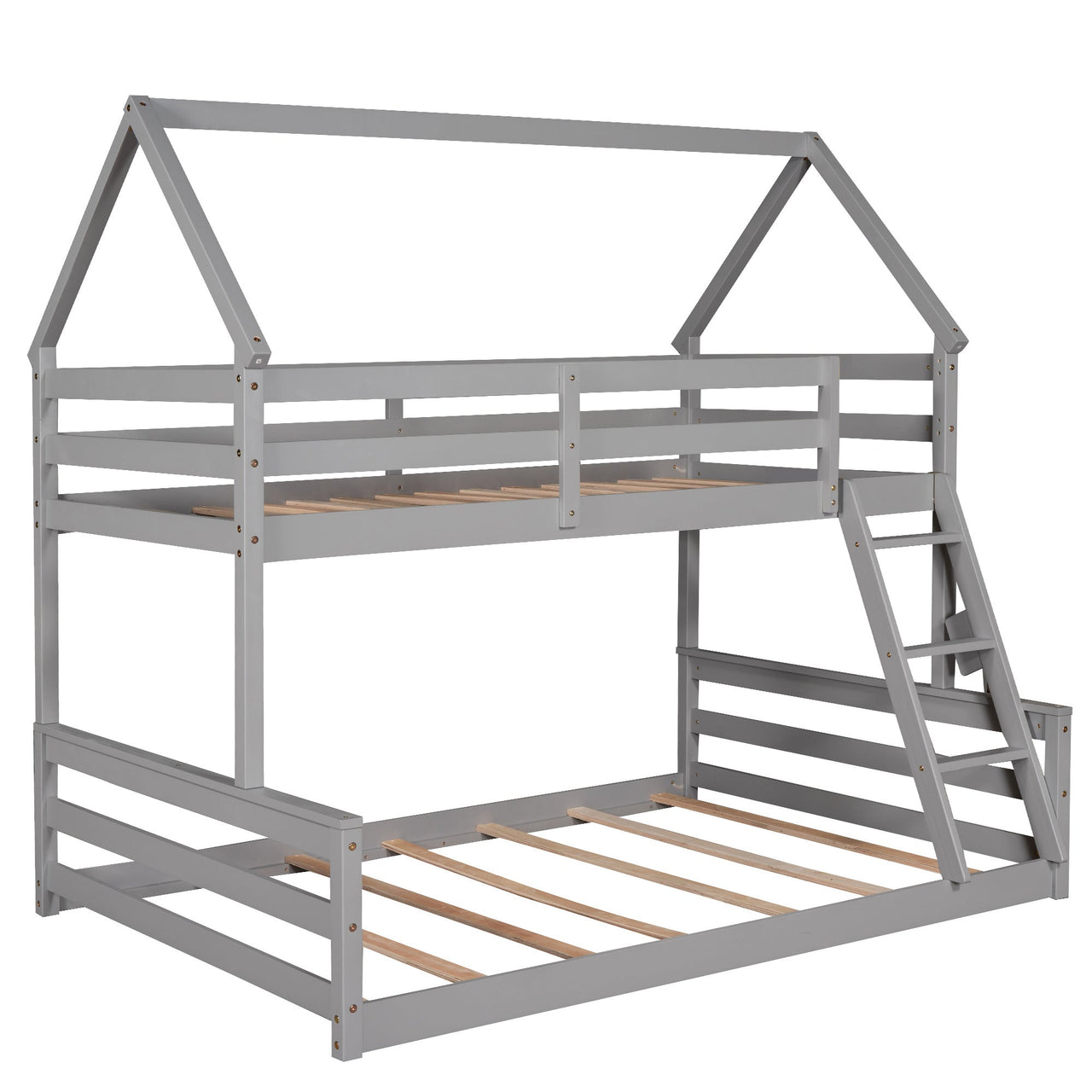 Gray Twin Bunk Bed with Ladder - Casatrail.com