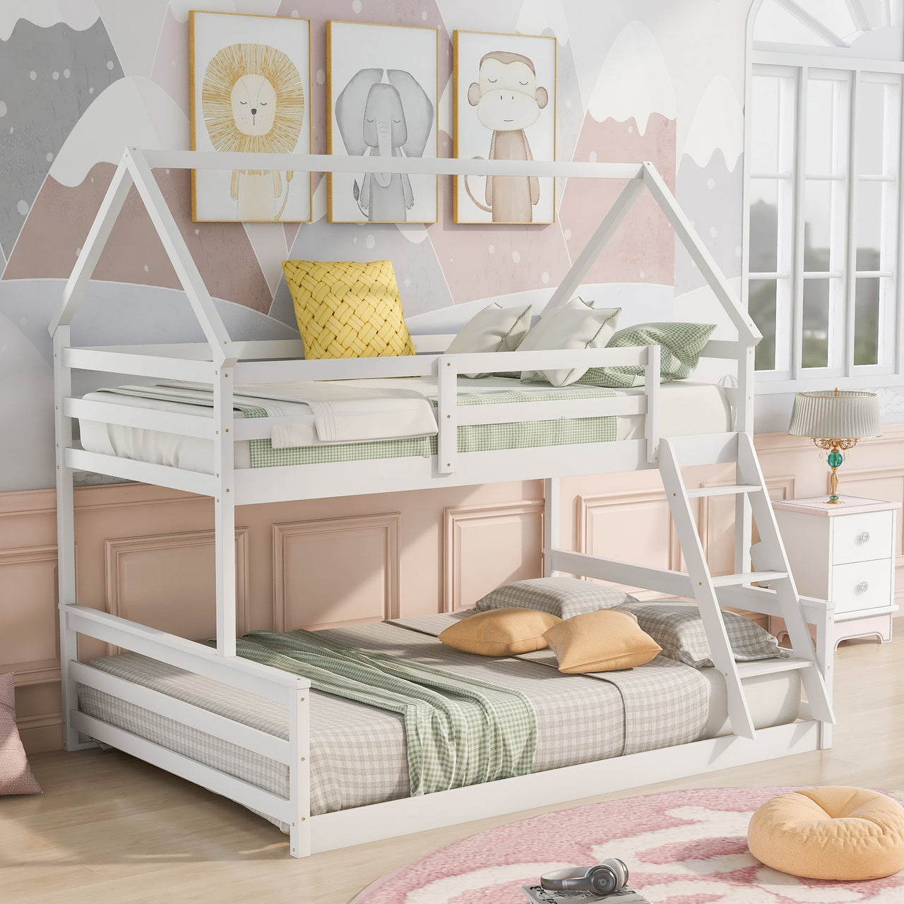 Gray Twin Bunk Bed with Ladder - Casatrail.com