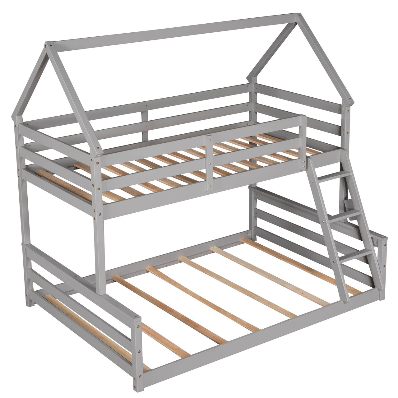 Gray Twin Bunk Bed with Ladder - Casatrail.com