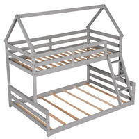 Thumbnail for Gray Twin Bunk Bed with Ladder - Casatrail.com