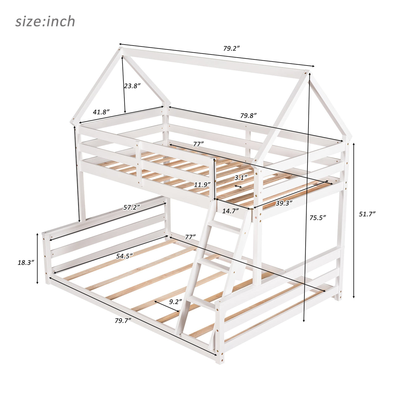 Gray Twin Bunk Bed with Ladder - Casatrail.com